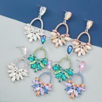 Rhinestone Earring Zinc Alloy silver color plated fashion jewelry & for woman & with rhinestone Sold By Pair