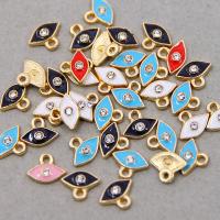 Evil Eye Hangers, Zinc Alloy, plated, uniseks & glazuur & met strass, meer kleuren voor de keuze, nikkel, lood en cadmium vrij, 10x8x2mm, Ca 100pC's/Bag, Verkocht door Bag