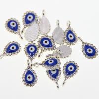 Evil Eye Pendants Zinc Alloy Teardrop platinum color plated Unisex & enamel & with rhinestone sapphire nickel lead & cadmium free Approx Sold By Bag