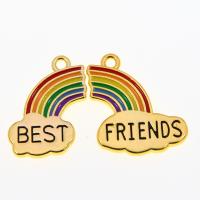 Zinc Alloy Enamel Pendants Rainbow KC gold color plated Unisex mixed colors nickel lead & cadmium free  Sold By Set