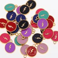 Zinc Alloy Enamel Pendants Flat Round KC gold color plated Unisex nickel lead & cadmium free Approx Sold By Bag