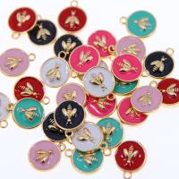 Zinc Alloy Enamel Pendants Flat Round KC gold color plated Unisex nickel lead & cadmium free Approx Sold By Bag