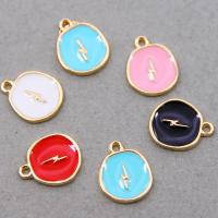 Zinc Alloy Enamel Pendants Flat Round KC gold color plated Unisex nickel lead & cadmium free Approx Sold By Bag