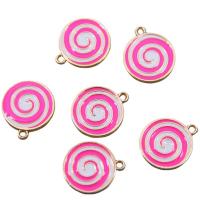 Zink legering emalj hängen, Zink Alloy, Flat Round, KC guldfärg pläterade, Unisex, rosa, nickel, bly och kadmium gratis, 22x20x2mm, Ca 100PC/Bag, Säljs av Bag