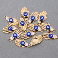 Evil Eye Pendler, Zinc Alloy, Hand, KC guldfarve belagt, Unisex & emalje, flere farver til valg, nikkel, bly & cadmium fri, 13x23x4mm, Ca. 100pc'er/Bag, Solgt af Bag