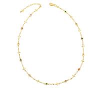 Collier en laiton cubique Zircon Micro Pave, avec 2 chaînes de rallonge, Plaqué or 18K, styles différents pour le choix & pavé de micro zircon & pour femme, couleurs mélangées, protéger l'environnement, sans nickel, plomb et cadmium, 13x6mm, Longueur 17.7 pouce, Vendu par PC