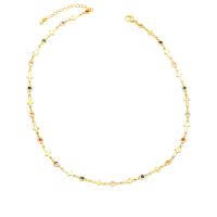 Cubic Zircon Micro Pave Brass Necklace with 2 extender chain 18K gold plated & micro pave cubic zirconia & for woman mixed colors nickel lead & cadmium free Length 17.7 Inch Sold By PC