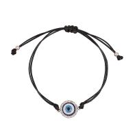 Evil Eye Schmuck Armband, Zinklegierung, mit Wachsschnur, blöser Blick, plattiert, 2 Stück & einstellbar & für Frau & mit Strass, gemischte Farben, frei von Nickel, Blei & Kadmium, Länge 16-30 cm, 2PCs/setzen, verkauft von setzen