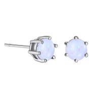 Mässing Stud Örhänge, med Opal, plated, mode smycken & Unisex, nickel, bly och kadmium gratis, 6mm, Säljs av Par