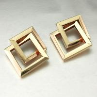 Pendientes de Perno de Aleación de Zinc, chapado en color dorado, Joyería & para mujer, dorado, libre de níquel, plomo & cadmio, 50x57mm, Vendido por Par