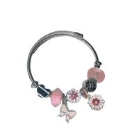 Bracelet European , Acier inoxydable 304, avec résine & alliage de zinc, fleur, Réglable & bijoux de mode & pour femme & émail, plus de couleurs à choisir, Diamètre intérieur:Environ 58mm, Vendu par PC