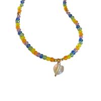 Collier en cristal, avec alliage de zinc, avec 6.3cm,5.5cm chaînes de rallonge, coeur, Placage de couleur d'or, 2 pièces & bijoux de mode & pour femme, multicolore, Longueur 35.9 cm, 40.5 cm, Vendu par fixé