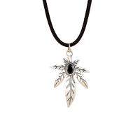 Kubieke Zircon Micro effenen Sterling zilveren ketting, 925 sterling zilver, Maple Leaf, gepolijst, micro pave zirconia & voor vrouw, oorspronkelijke kleur, 550mm, Verkocht door PC