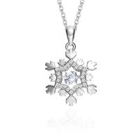 Cubic Zirconia Micro Pave Sterling sølv vedhæng, 925 Sterling Sølv, Snowflake, platineret, Micro Pave cubic zirconia, oprindelige farve, 17x12.70mm, Solgt af PC