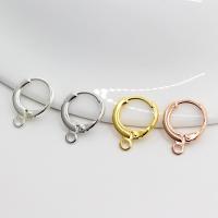 925 Sterling Silver Maženja Hoop naušnica nalaz, Krug, pozlaćen, možete DIY, više boja za izbor, 14.90mm, Rupa:Približno 1.7mm, Prodano By par