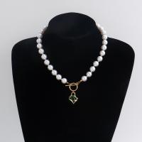 Collana di perle in plastica, lega in zinco, with Perle di plastica ABS, placcato color oro, gioielli di moda & per la donna & con strass, due diversi colori, 20mm, Venduto per 42 cm filo