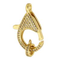 Messing karabijn, gold plated, mode sieraden & DIY & micro pave zirconia, gouden, 18x26x6mm, Gat:Ca 3mm, 10pC's/Lot, Verkocht door Lot