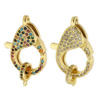 Fermoir mousqueton en laiton, Placage de couleur d'or, bijoux de mode & DIY & pavé de micro zircon, plus de couleurs à choisir, 18x24x6mm, 10PC/lot, Vendu par lot