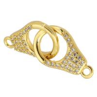 Zircon cubique Micro Pave laiton Connecteur, Placage de couleur d'or, bijoux de mode & DIY & pavé de micro zircon & pour femme, doré, 29mm, Trou:Environ 1.5mm, 10PC/lot, Vendu par lot