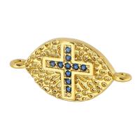 Befestiger Zirkonia Messing Schmuckverbinder, goldfarben plattiert, Modeschmuck & DIY & Micro pave Zirkonia & für Frau, blau, 21x10.50x2mm, Bohrung:ca. 1mm, 10PCs/Menge, verkauft von Menge