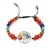 Pulseiras de pedras preciosas, Pedra natural, with cobre & ferro, Árvore da vida, Ajustável & materiais diferentes para a escolha & para mulher, Mais cores pare escolha, níquel, chumbo e cádmio livre, 30mm, comprimento Aprox 22 cm, vendido por PC