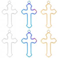 Pendentifs croix en alliage de zinc  , Acier inoxydable 304, unisexe & styles différents pour le choix & creux, plus de couleurs à choisir, 17x30mm, Longueur Environ 50 cm, Vendu par PC