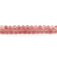 Prirodni kvarc nakit Beads, Cherry Quartz, Krug, uglađen, možete DIY & različite veličine za izbor, trenja kvarcnog, Prodano Per Približno 38 cm Strand