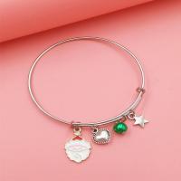 alliage de zinc bracelet ordinaire, Placage, Conception de Noël & styles différents pour le choix & pour femme & émail & avec strass, couleurs mélangées, protéger l'environnement, sans nickel, plomb et cadmium, Longueur 7.1 pouce, Vendu par PC