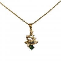 Collier d'acier titane, arbre de noël, Plaqué or 18K, Conception de Noël & pavé de micro zircon & pour femme, doré, Longueur 18.5 pouce, Vendu par PC