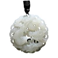 Hetian Jade Anhänger, geschnitzt, unisex & hohl, 45x45x7mm, verkauft von PC