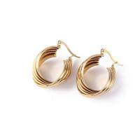 Mens acier inoxydable Hoop boucles d'oreilles, Acier inoxydable 304, Placage de couleur d'or, bijoux de mode & normes différentes pour le choix & pour femme, doré, Vendu par paire