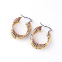 Mens Stainless Steel Hoop Earring, 304 rustfrit stål, forgyldt, mode smykker & forskellig størrelse for valg & for kvinde, Solgt af par