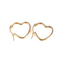 Mens Stainless Steel Hoop Earring, 304 rustfrit stål, Heart, guldfarve belagt, mode smykker & forskellig størrelse for valg & for kvinde, gylden, Solgt af par