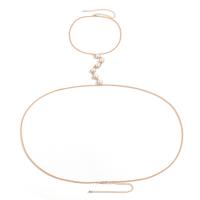 Joyería del cuerpo cadena, fundición, con Perlas plásticas, chapado, para mujer, más colores para la opción, libre de níquel, plomo & cadmio, Vendido por UD