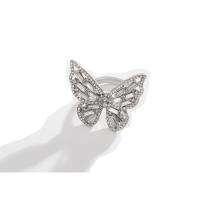 Zinc Alloy fingerring, Butterfly, platin farve forgyldt, mode smykker & for kvinde & med rhinestone, flere farver til valg, nikkel, bly & cadmium fri, 18mm, Solgt af PC