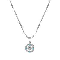 Zircon cubique Micro Pave collier en argent Sterling, Argent sterling 925, Plaqué de platine, pavé de micro zircon & pour femme & émail, couleur originale, 10x10mm, Longueur Environ 17.7 pouce, Vendu par PC