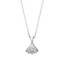 Kubieke Zircon Micro effenen Sterling zilveren ketting, 925 sterling zilver, geplatineerd, micro pave zirconia & voor vrouw, oorspronkelijke kleur, 11x15mm, Lengte Ca 17.7 inch, Verkocht door PC