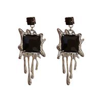 Boucles d'oreilles en alliage de zinc, avec verre, Placage de couleur platine, Style coréen & pour femme, 58mm, Vendu par paire