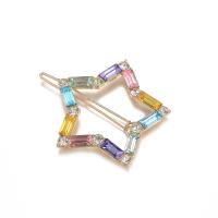 Hår Clip, Zinc Alloy, Stjerne, guldfarve belagt, for kvinde & med rhinestone & hule, nikkel, bly & cadmium fri, 55mm, Solgt af PC