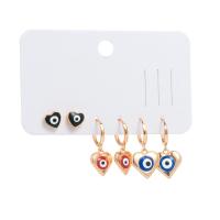 Evil Eye Oorbellen, Messing, gold plated, voor vrouw & glazuur, meer kleuren voor de keuze, nikkel, lood en cadmium vrij, 11x24mm, Verkocht door pair