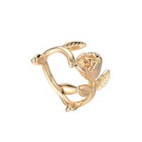 Messing ringen, Rose, gold plated, Verstelbare & voor vrouw, 17.50mm, Verkocht door PC