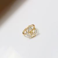 Anello in ottone, Fiore, placcato color oro, Regolabile & per la donna & smalto, 17mm, Venduto da PC