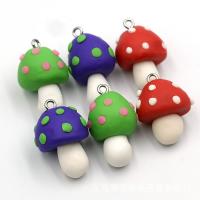 Polymer Clay Pendler, champignon, du kan DIY, flere farver til valg, 17x30mm, Solgt af PC