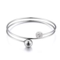 304 roestvrij staal Manchet Bangle, Ronde, rack plating, voor vrouw & met strass, meer kleuren voor de keuze, 12mm, Binnendiameter:Ca 65mm, Verkocht door PC