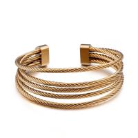 304 roestvrij staal Manchet Bangle, rack plating, multilayer & voor vrouw, meer kleuren voor de keuze, 3mm, Binnendiameter:Ca 58mm, Verkocht door PC