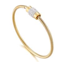 304 roestvrij staal Bangle, rack plating, voor vrouw & met strass, meer kleuren voor de keuze, 8mm, Binnendiameter:Ca 59mm, Verkocht door PC