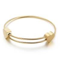 304 roestvrij staal Bangle, Hart, rack plating, Verstelbare & voor vrouw, meer kleuren voor de keuze, 12x10mm, Binnendiameter:Ca 56mm, Verkocht door PC