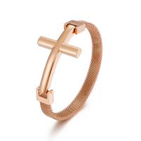 acero inoxidable 304 Brazalete, Cruces, acumular chapado, para mujer, más colores para la opción, 8mm, diámetro interior:aproximado 58mm, Vendido por UD