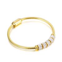 304 roestvrij staal Bangle, rack plating, voor vrouw & met strass, meer kleuren voor de keuze, 6.50mm, Binnendiameter:Ca 60mm, Verkocht door PC