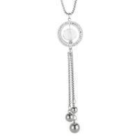 Stainless Steel Trui Collier, 304 roestvrij staal, met Kristal, rack plating, voor vrouw & met strass, meer kleuren voor de keuze, 28mm, Lengte Ca 65 cm, Verkocht door PC